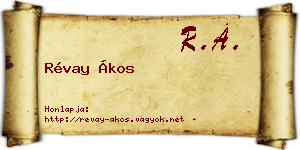 Révay Ákos névjegykártya